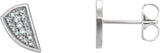 14K Gold Round Natural Diamond Geometric Earrings VI - White Gold