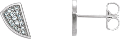 14K Gold Round Natural Diamond Geometric Earrings VI - White Gold