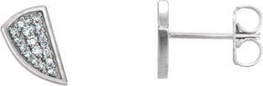 Platinum Round Natural Diamond Geometric Earrings II