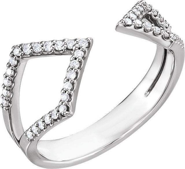 14K Gold Round Natural Diamond Geometric Ring – 1mm Stones - White Gold
