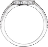 Platinum Natural Diamond Round Signet Ring - view 2