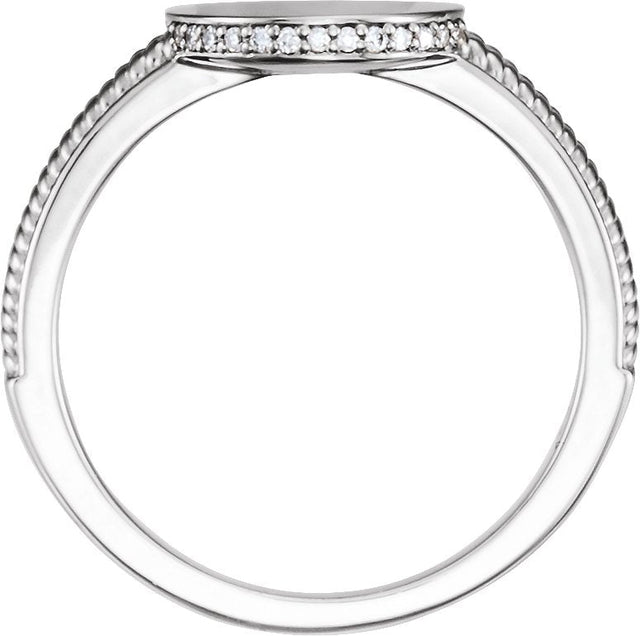 Platinum Natural Diamond Round Signet Ring - view 2