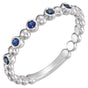 Platinum Round Natural Blue Sapphire Stackable Bead Ring – 1.75mm Stones
