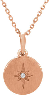 14K Gold Round Natural Diamond Accented Star Necklace – 0.01 CTW - Rose Gold