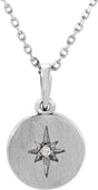 Platinum Round Natural Diamond Accented Star Necklace