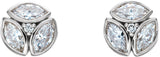 14K Gold Marquise Natural Diamond Cluster Earrings – 4x2mm - White Gold - view 2
