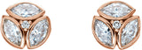 14K Gold Marquise Natural Diamond Cluster Earrings – 4x2mm - Rose Gold - view 2