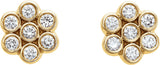 14K Gold Round Natural Diamond Cluster Earrings VIII - Yellow Gold - view 2
