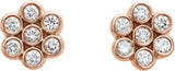 14K Gold Round Natural Diamond Cluster Earrings VIII - Rose Gold - view 2