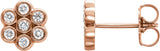 14K Gold Round Natural Diamond Cluster Earrings VIII - Rose Gold