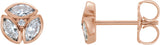 14K Gold Marquise Natural Diamond Cluster Earrings – 4x2mm - Rose Gold