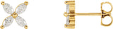 14K Gold Marquise Natural Diamond Cluster Earrings - Yellow Gold