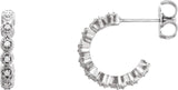 Platinum Round Natural Diamond Accented Hoop Earrings