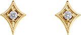 14K Gold Round Natural Diamond Geometric Earrings – 2.5mm Stones - Yellow Gold - view 2