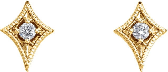14K Gold Round Natural Diamond Geometric Earrings – 2.5mm Stones - Yellow Gold - view 2