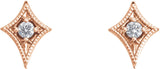 14K Gold Round Natural Diamond Geometric Earrings – 2.5mm Stones - Rose Gold - view 2