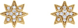 14K Gold Round Natural Diamond Accented Star Earrings II - Yellow Gold - view 2