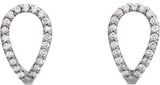 14K Gold Round Natural Diamond Geometric J-Hoop Earrings - White Gold - view 2