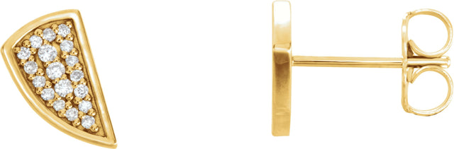14K Gold Round Natural Diamond Geometric Earrings VI - Yellow Gold