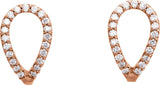 14K Gold Round Natural Diamond Geometric J-Hoop Earrings - Rose Gold - view 2
