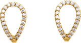 14K Gold Round Natural Diamond Geometric J-Hoop Earrings - Yellow Gold - view 2