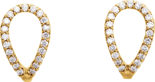 14K Gold Round Natural Diamond Geometric J-Hoop Earrings - Yellow Gold - view 2