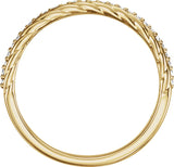 14K Gold Round Natural Diamond Rope Ring - Yellow Gold - view 2