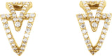 14K Gold Round Natural Diamond Geometric Hoop Earrings III - Yellow Gold - view 2