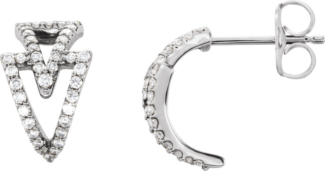 Platinum Round Natural Diamond Geometric Hoop Earrings