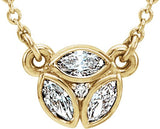 14K Gold Marquise Natural Diamond Cluster Necklace - Yellow Gold