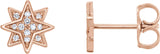 14K Gold Round Natural Diamond Accented Star Earrings II - Rose Gold