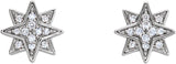 14K Gold Round Natural Diamond Accented Star Earrings II - White Gold - view 2