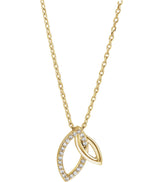 14K Gold Round Natural Diamond Double Leaf Necklace or Pendant - Yellow Gold