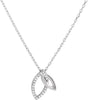 14K Gold Round Natural Diamond Double Leaf Necklace or Pendant - White Gold