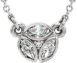 Platinum Marquise Natural Diamond Cluster Necklace