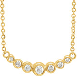 14K Gold Round Natural Diamond Graduated Bezel-Set Necklace - Yellow Gold