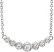 14K Gold Round Natural Diamond Graduated Bezel-Set Necklace - White Gold