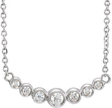 Platinum Round Natural Diamond Graduated Bezel-Set Necklace