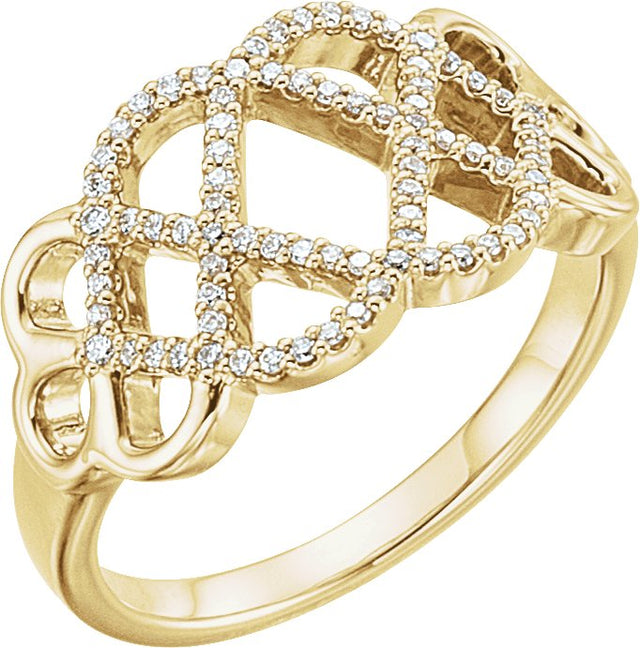 14K Gold Round Natural Diamond Woven Ring - Rose Gold - view 4