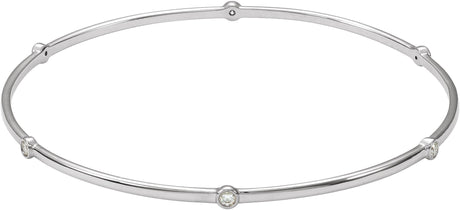 14K Gold Round Lab-Grown Diamond Bezel-Set Bangle Bracelet - White Gold