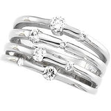 14K Gold Round Natural Diamond Accented Right Hand Ring – 3.4-4.3mm Stones - White Gold
