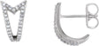14K Gold Round Natural Diamond Geometric J-Hoop Earrings – 0.8mm Stones - White Gold