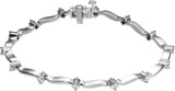 14K Gold Round Natural Diamond Line Bracelet XIII - White Gold