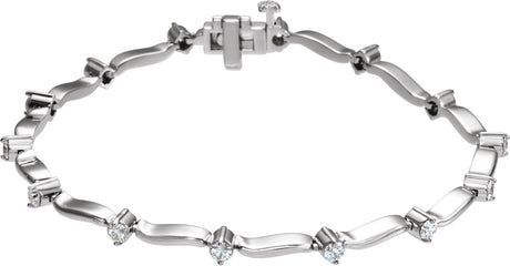 14K Gold Round Natural Diamond Line Bracelet XIII - White Gold