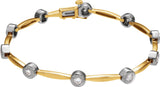 14K Gold Round Natural Diamond Accented Line Bracelet III - Two-Tone