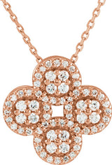 14K Gold Clover Necklace or Pendant - Rose Gold