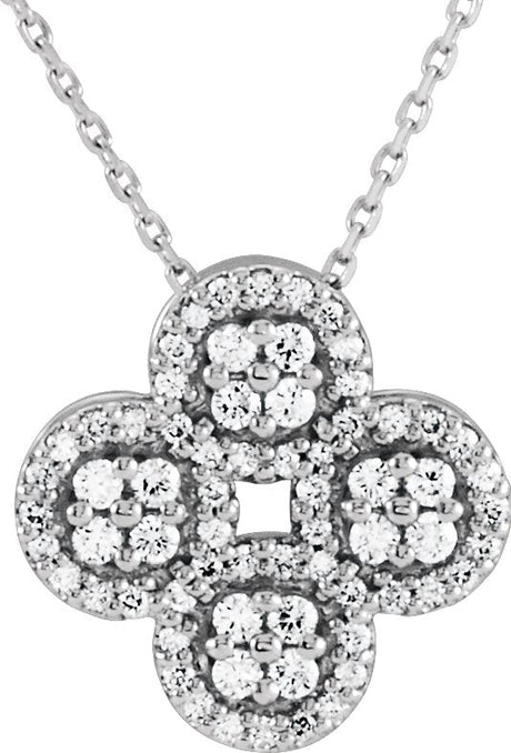 14K Gold Clover Necklace or Pendant - White Gold