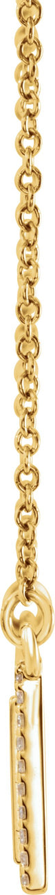 14K Gold Round Natural Diamond Engravable Bar Necklace - Yellow Gold - view 2