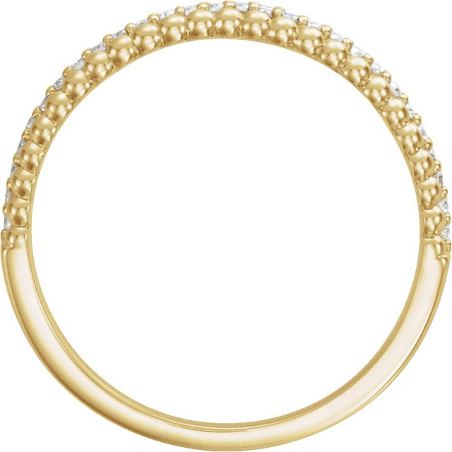 14K Gold Round Natural Diamond Beaded Ring – 1mm Stones - Rose Gold - view 3