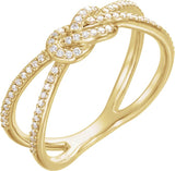 14K Gold Round Natural Diamond Accented Knot Ring - Yellow Gold